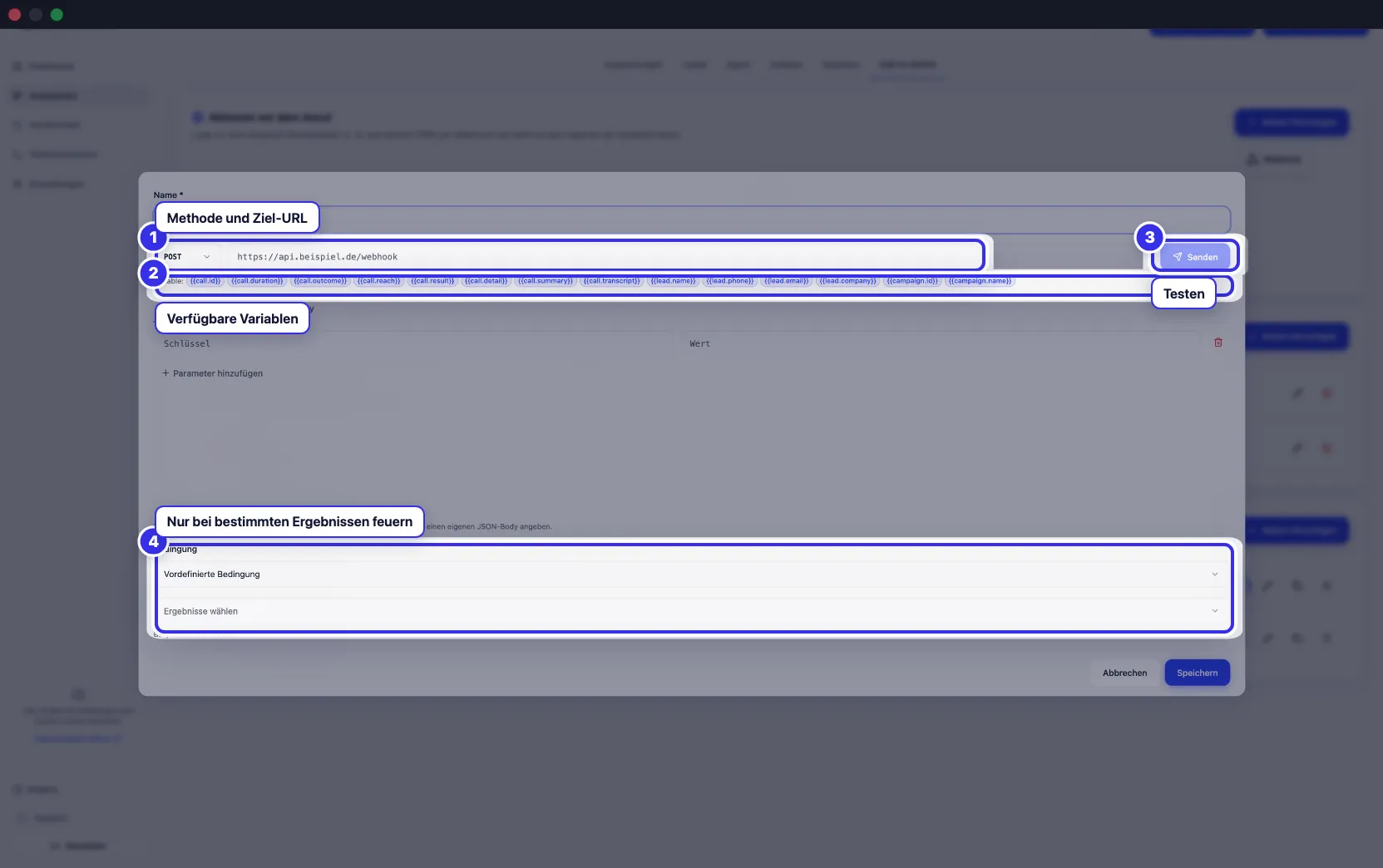 HTTP-Aktion mit Methode, URL und Variablen